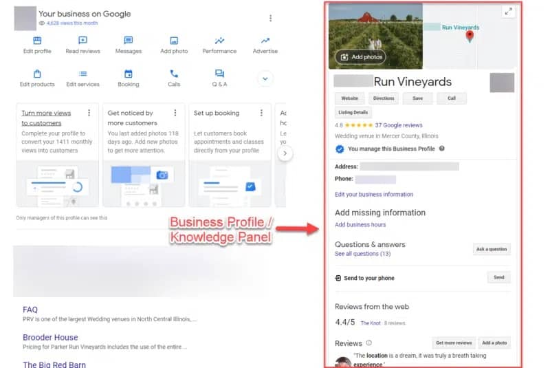 Capture d'écran de Google Business Profile à partir de Search Engine Land