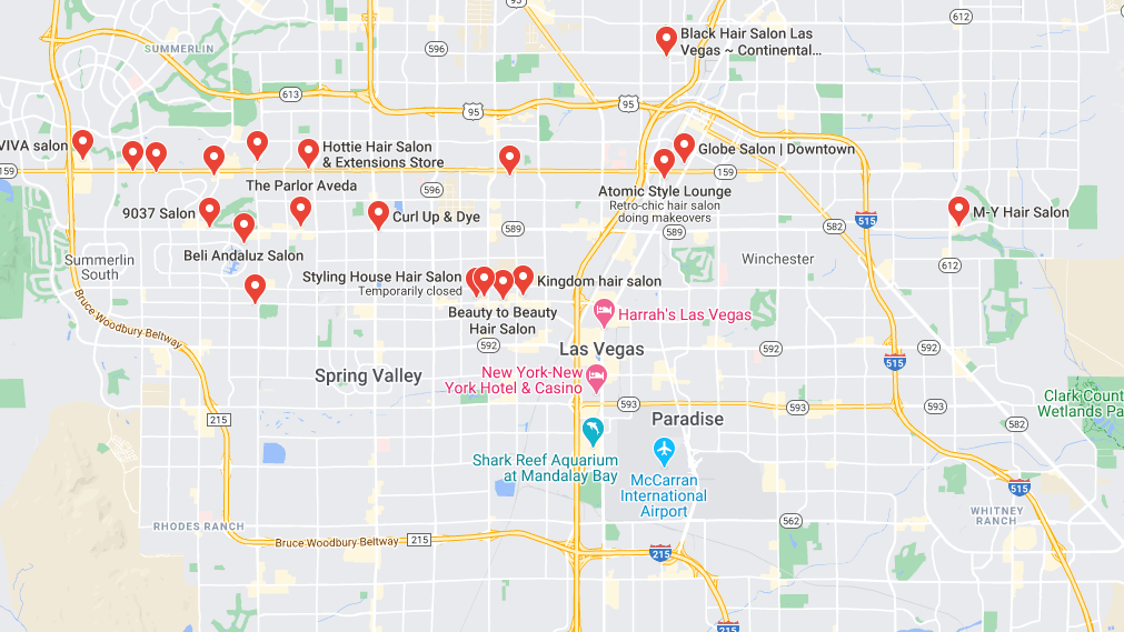 Map for hairdresser results